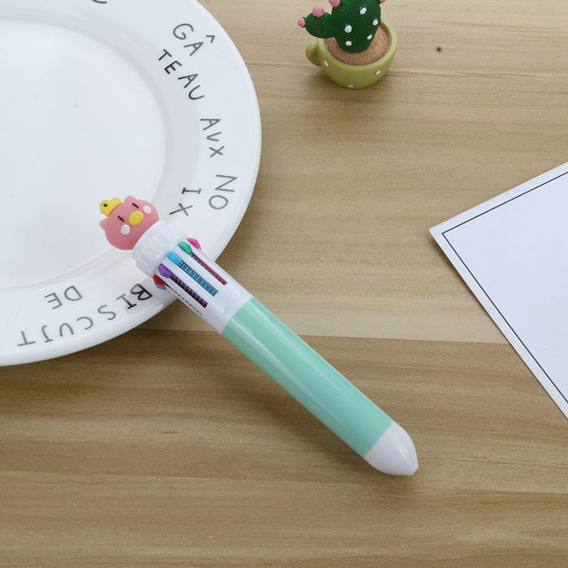Ten-color Ballpoint Pen Girl Heart Cartoon Press Multi-color Pen Multi-function Color Handbook Pen Creative Cute Pen