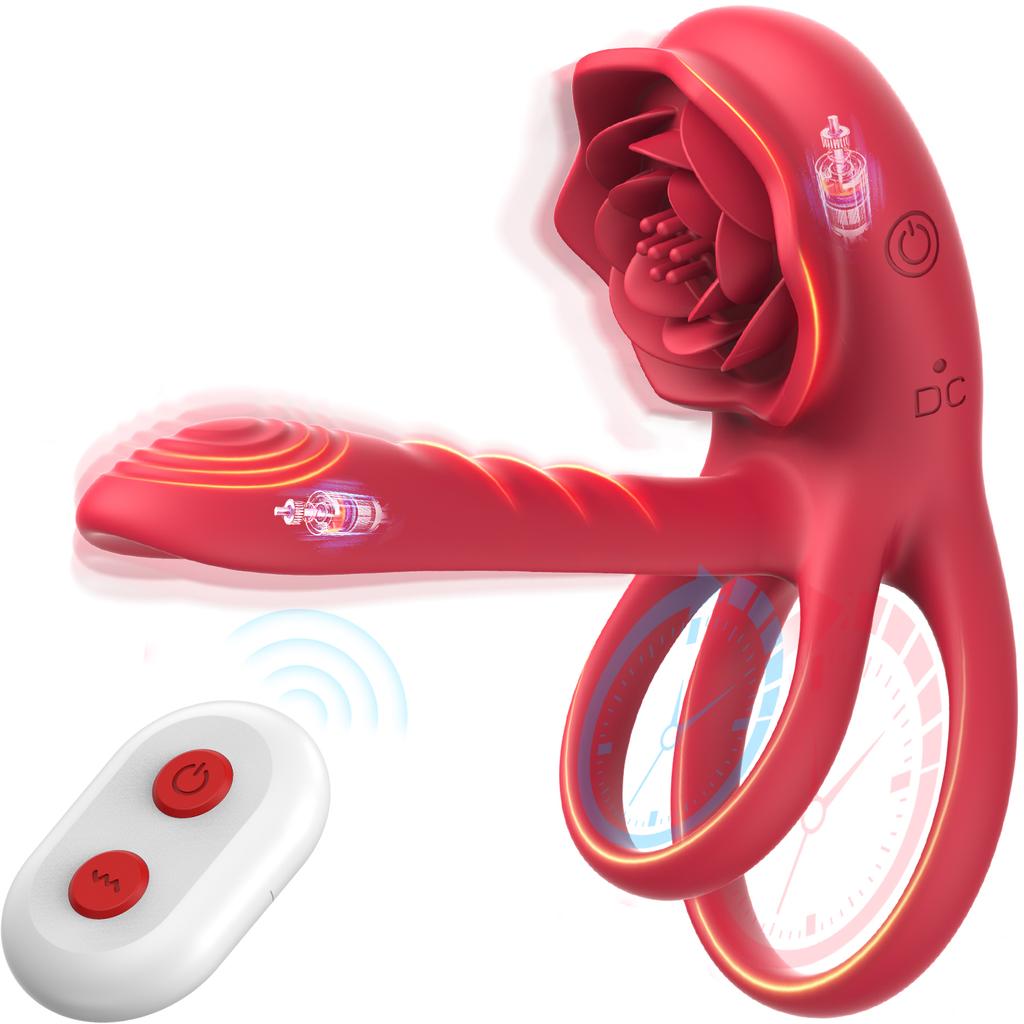 Powerful Rose Penis Cock Ring Vibrator Penis Sleeve Sucking Stimulator G-spot Vaginal Female Nipple Clitoral Massager Wearable Sex Toy for Couple New