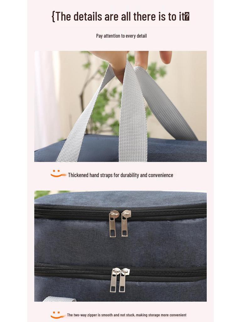 Large Capacity Double-Layer Lunch Bag for Outdoor Camping and Picnics with Optional Crossbody Strap