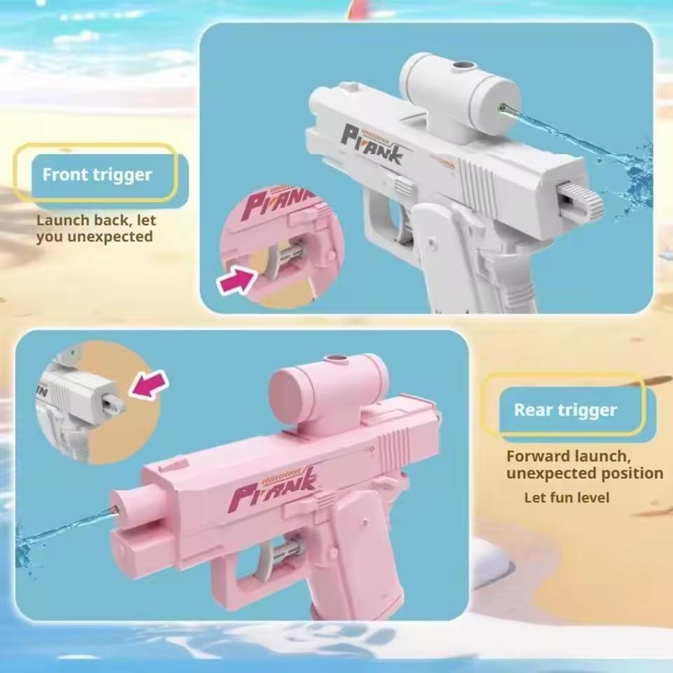 Non-Toxic Creative 2-Way Water Spray Gun Reverse Splash Toy For Prank Press Spray Squirt Gun Double Directional Water Gun Fun Outdoor Toy
