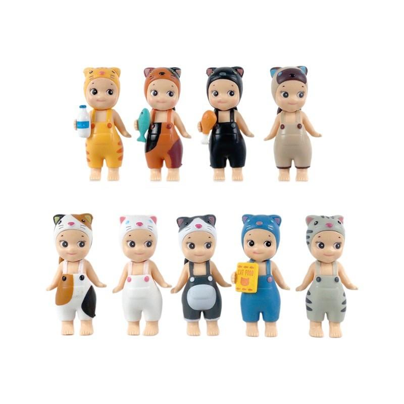 Sonny 9ks Anděl Mini Kočka Pvc Figurka Slepá Krabička Dárek Kombinéza Panenka Hračka Sada Dárek