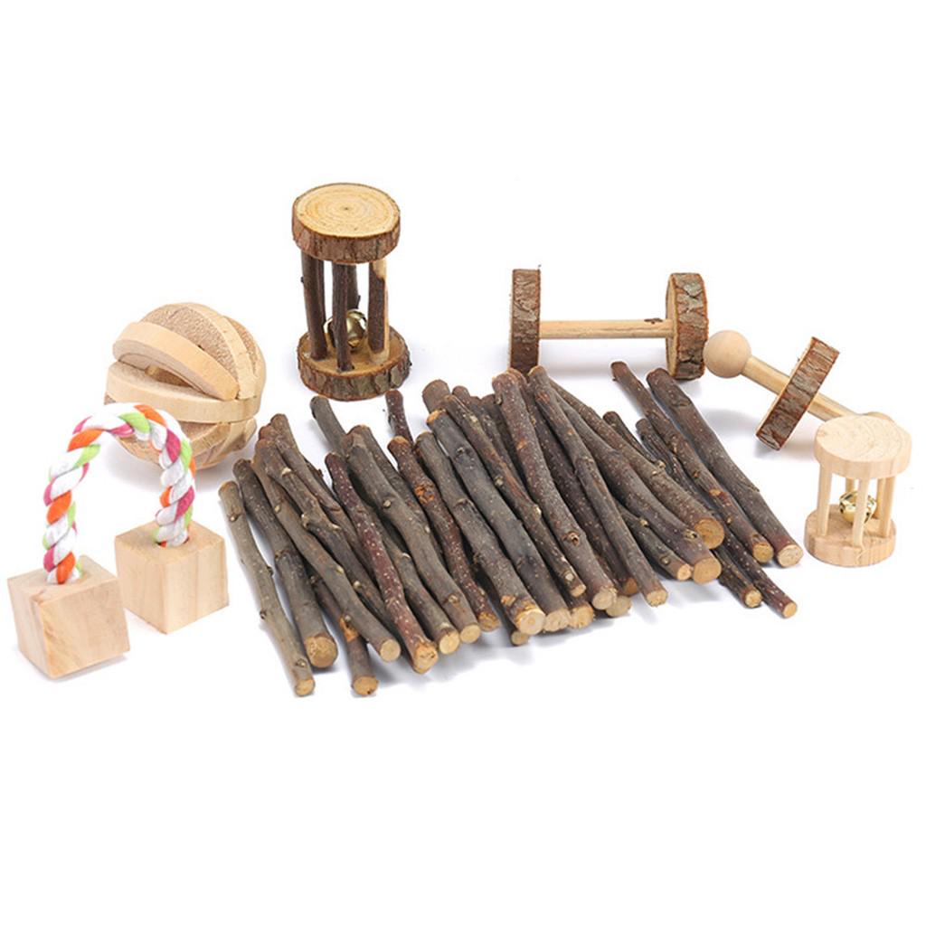 Wooden Pet Toy Hamster  Pig Parrot Playing Molars Set