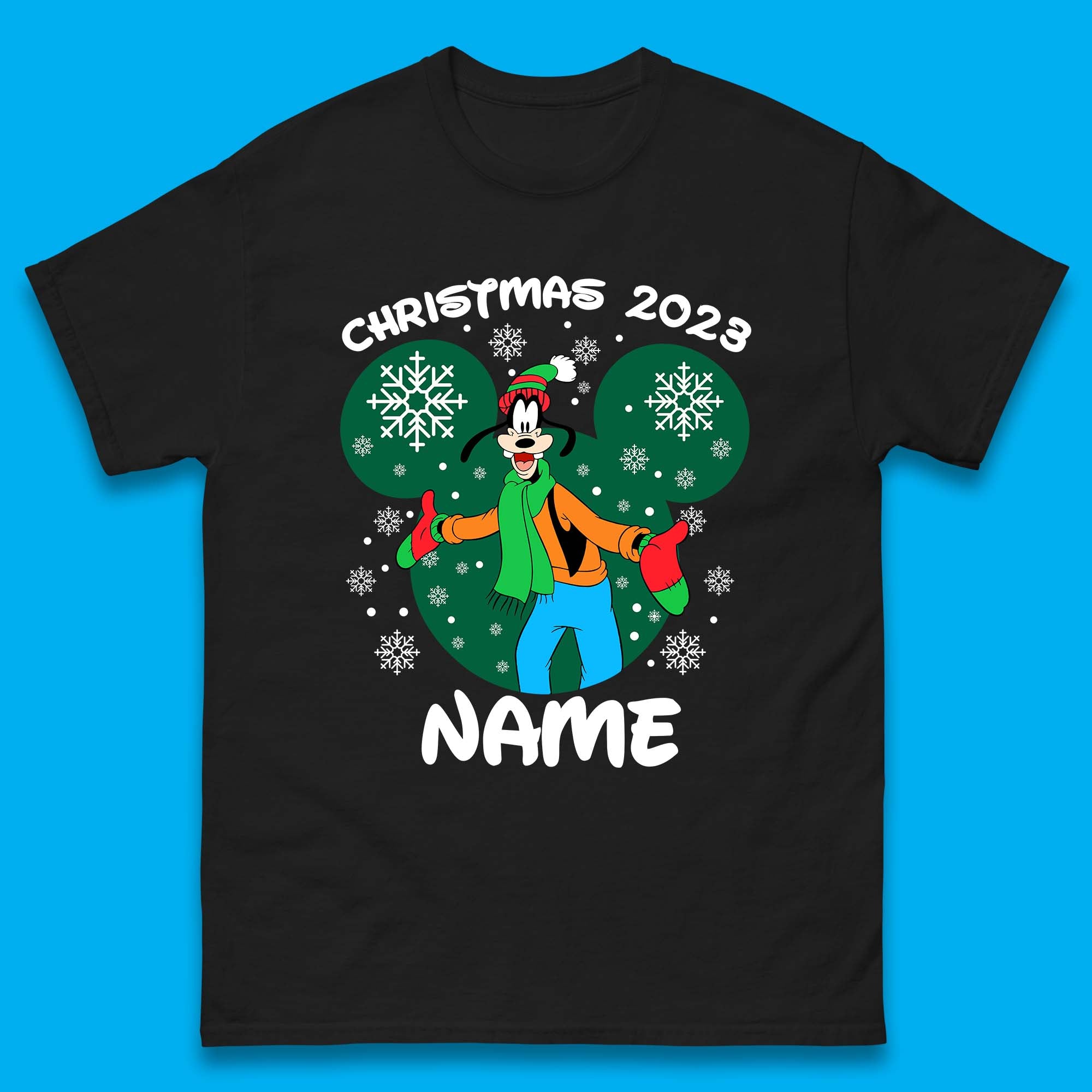 Christmas 2023 Your Name Santa Goofy And Pluto Xmas Disney Mickey And Friends Mens Tee Top M