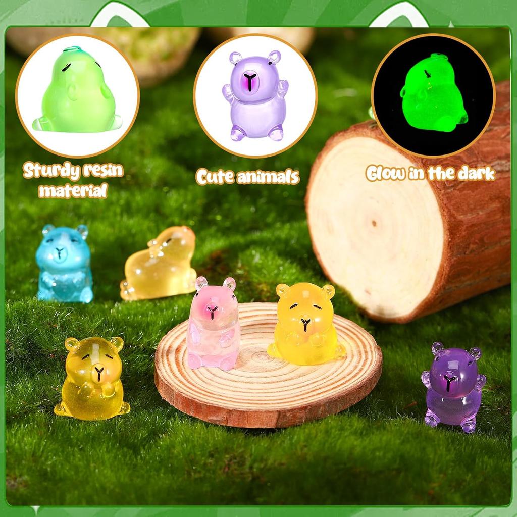 10/20Pcs Luminous Mini Resin Capybara Glow In The Dark Capybara Tiny Figures Cute Animal Statues For Diy Fairy Garden