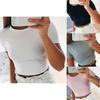 Elegant Women Summer Beach Short Sleeve Blouse T-shirt Slim Fit Crop Tank Top