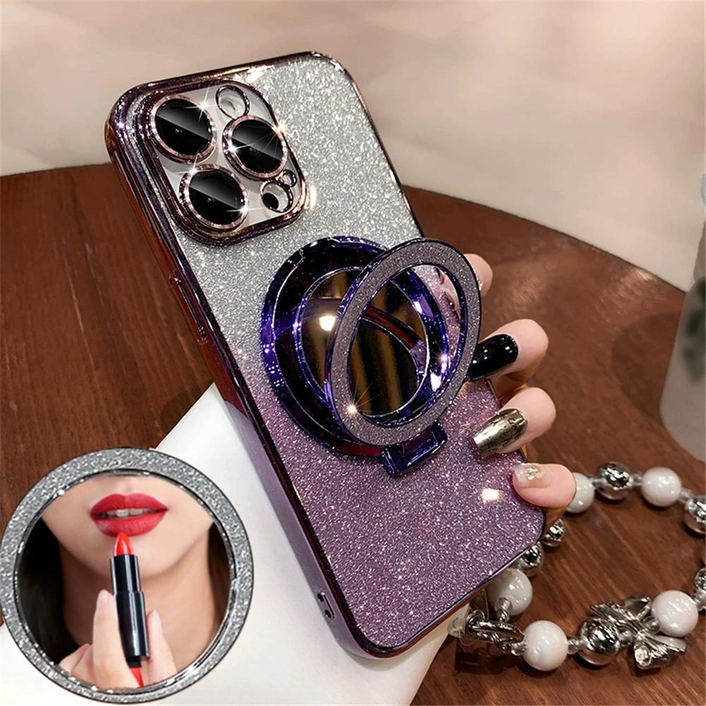 Note 20Ultra Glitter Mirror Bracket Gradient Case For Samsung Galaxy Note 20 Ultra 10 Plus 9 8 Soft Silicone Cover With Bracelet