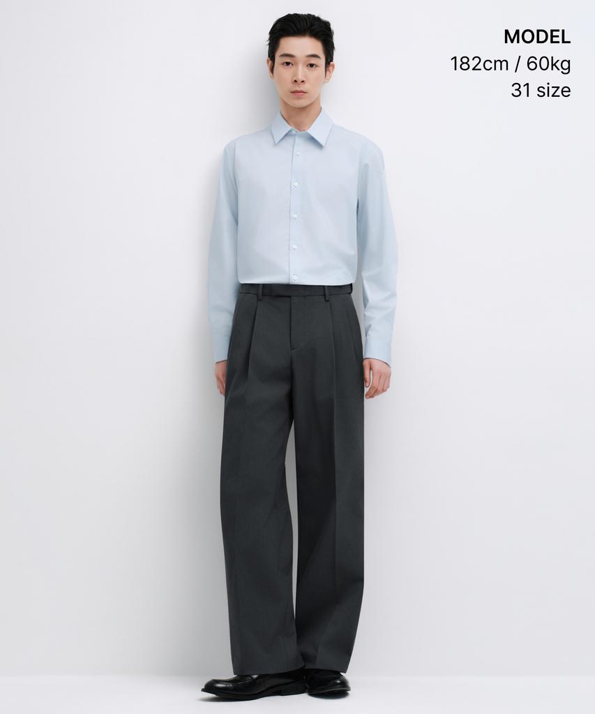 Musinsa Standard Real Wide Hidden Banding Slacks [Gray]