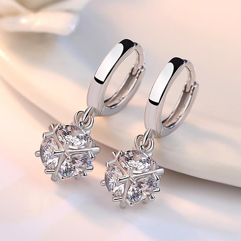 Sterling  Earrings Aaa Zircon Square Buckle Earrings For Women Charm Jewelry Gifts