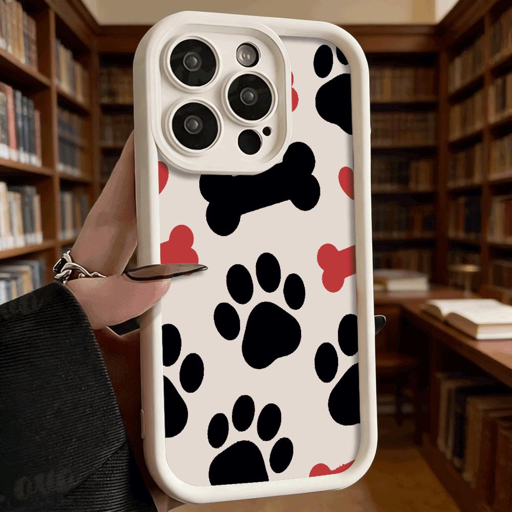 Paw Print Dog Bone Pattern Shockproof Soft Phone Case For Xiaomi Redmi Note 15 14 13 12 11 10 9 8 Pro Anti-Slip Anti-Fall Cover