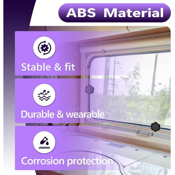 6 PCS RV Window Vent Knob 1" Shaft, Premium Plastic Window and Vent Replacement Knob 2-1/4 Inch Diameter, Travel Trailer Window Knobs for Window