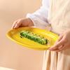 Creative Colorful Gradual Change Ceramic Fish Plate Home Gifts Rainbow 12 Inch Oval Steamed Fish Dish Tableware