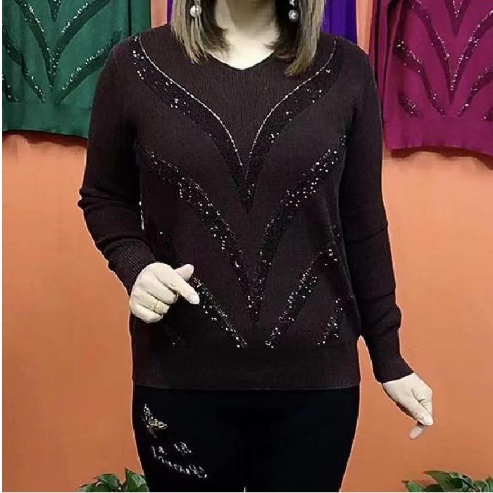 Damen Strick T-Shirt Lässig V-Ausschnitt Frühling Herbst Langarm Damenbekleidung Einfarbig Locker Pullover