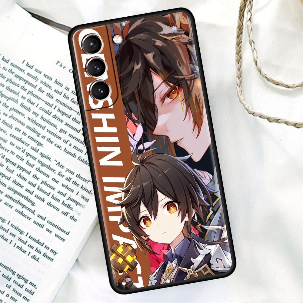 

Черный мягкий чехол для телефона Samsung Galaxy S22 S21 S20 Ultra FE S9 S8 S10 Plus Note 20 10 9 Fundas Cover Genshin Impact Game Samsung Note 9