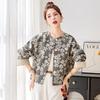 Women's Retro Print Round Neck Short Jacket - Spring 2025 Cotton Linen Design