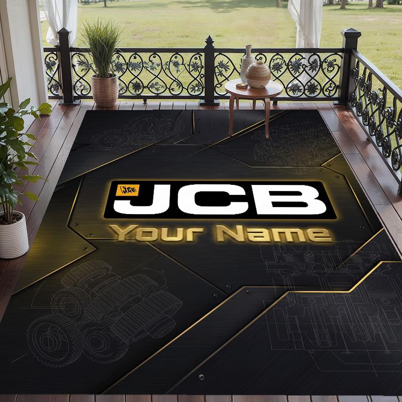 Custom Text Printed Rug JCB Non Slip Floor Carpet For Home Room Decor