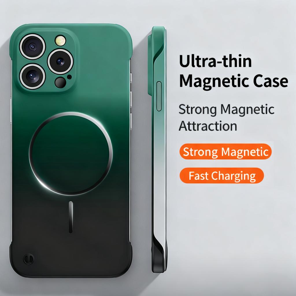 Ultra Thin Gradient Frameless Phone Case For iPhone 17 Pro Max Air 14 15 Plus 12 13 16 Pro For Magsefa Magnetic Protection Cover