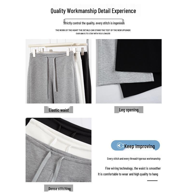 Women's Summer 2025 High-Waisted Gray Joggers - Thin, Loose, Ice Silk, Narrow-Leg Pants
