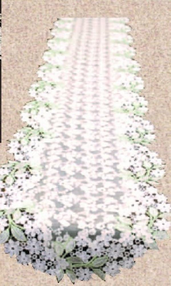Vivienne Crystal Margaret Series Embroidered Table 30 x 183 Ivory WK1002L6 Runner, cm, & Green,