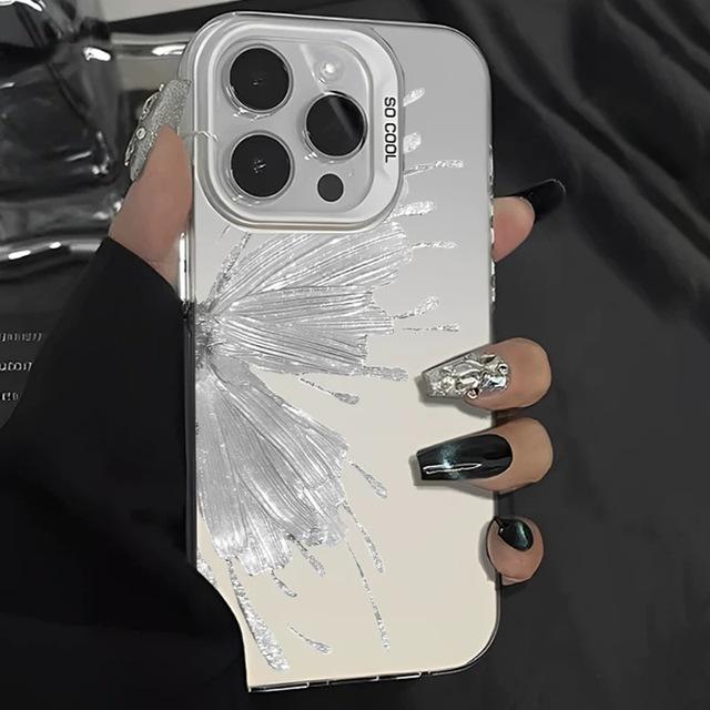 

Красочный полый бампер-накладка с бабочкой, противоударный, для iPhone 16 15 14 13 12 11 Pro Max For iPhone 16 Plus белый глиттер