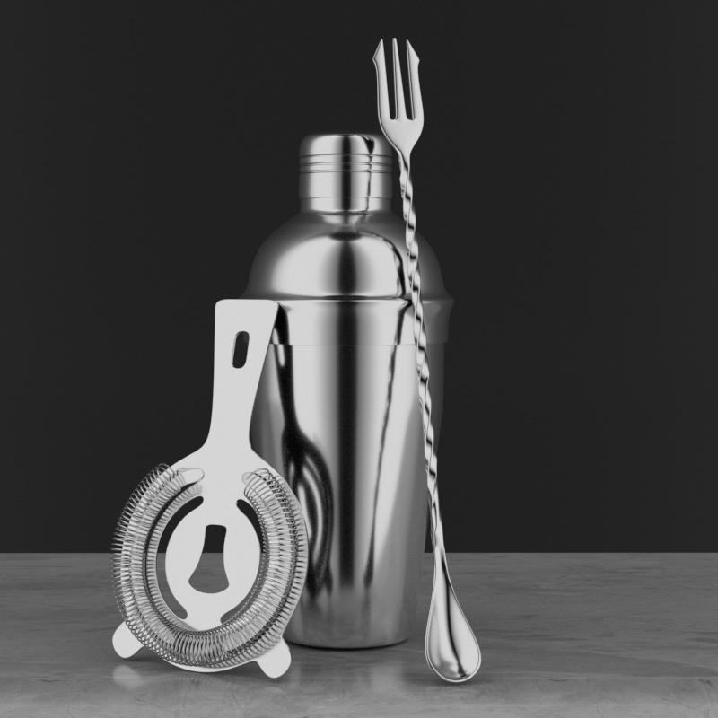 2025 New Stainless Steel Cocktail Shaker Set - Bartender Set with Stirring Stick/Spoon, Home Bar Mixing Tools