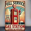 Full Service Gas Station Metal Tin Sign   Retro Wall Art Multipurpose Iron Wall Hanging Decor for Garage Workshop Gas Stati