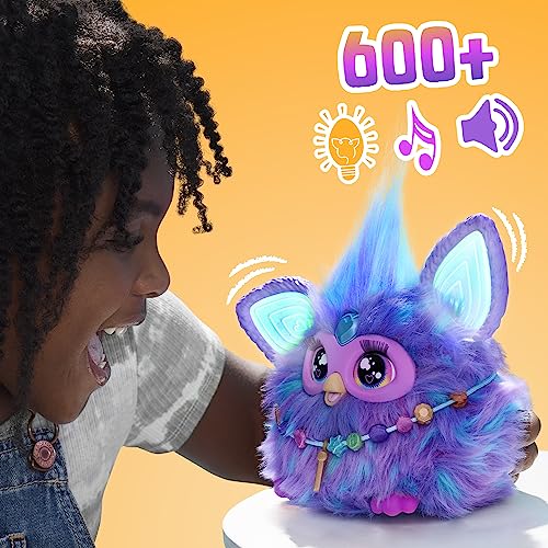 Hasbro (HASBRO) Furby Purple Voice-Responsive Interactive Toy for Boys and Girls Christmas Gift Ages 6+, Comes with 15 Fashion Accessories, Animatroni