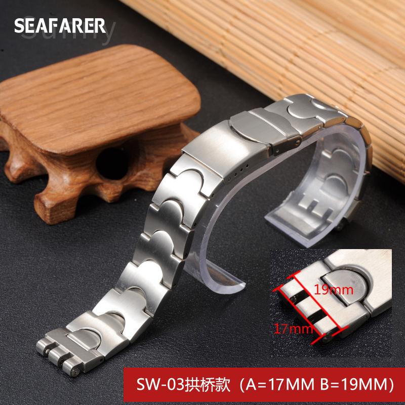 Watchband 23*26mm Sliver Metal Stainless Steel Butterfly Clasp Strap for Swatch YOS440 441 439 Watch Band