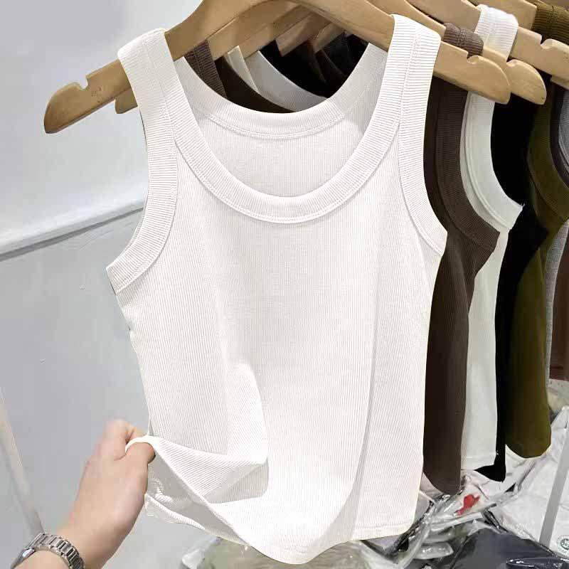 Modal Ribbed Spaghetti Strap Tank Top - Women's Versatile U-Neck Solid Color for Spring/Summer, Sports, Yoga, Base Layer.