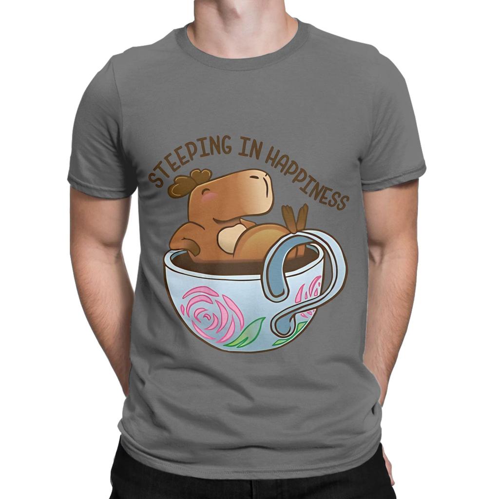 Capybara In A Cup Steeping In Happiness Funny Graphic 100 Cotton TShirt Capybara Tees Tops For Unisex