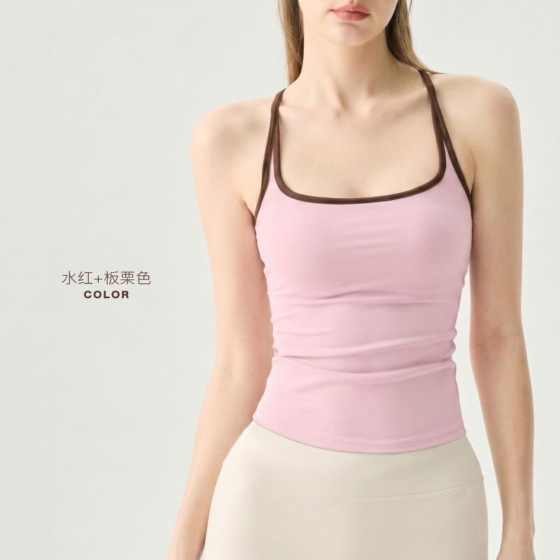 Naked I-shaped Vest, Sports Underwear, Women's with Chest Pads, Tight and Thin Yoga Pilates Fitness Breathable Top Summer