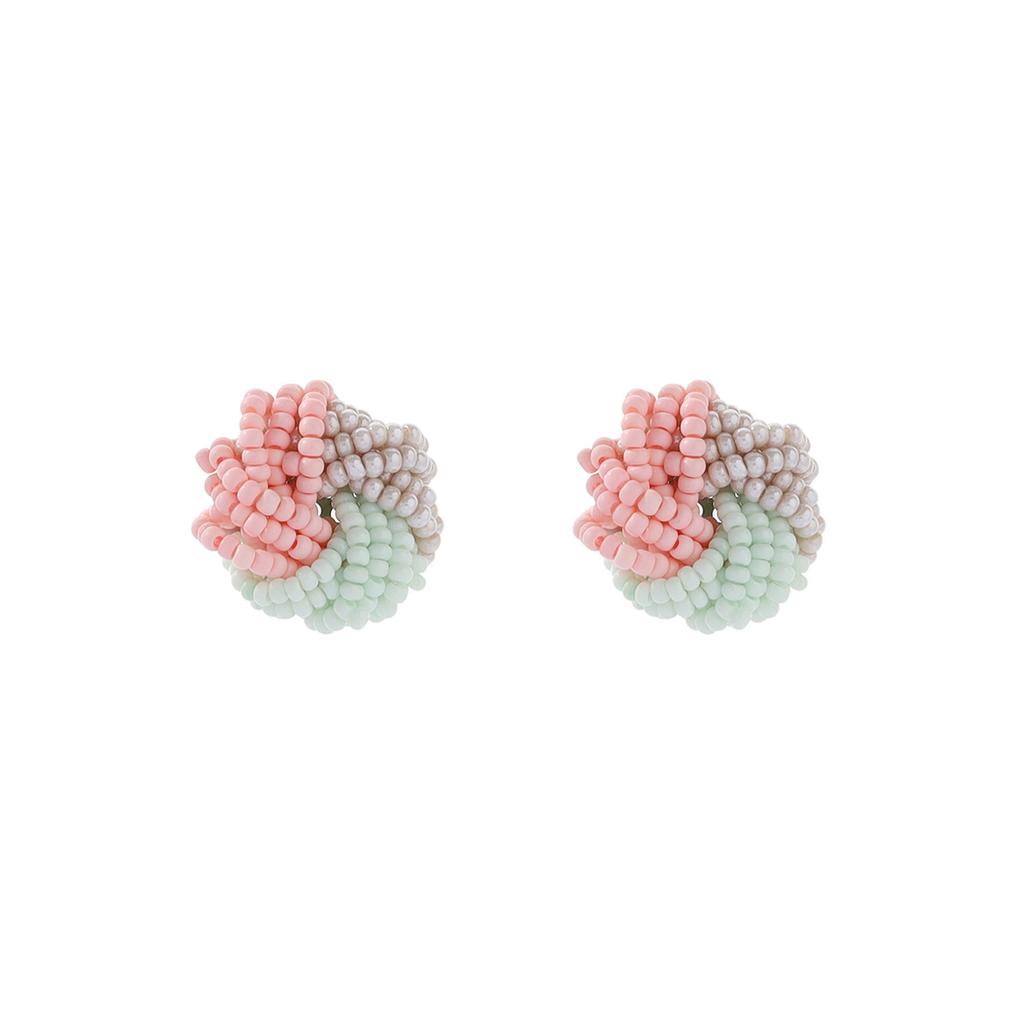 Summer Ethnic Style Bohemian Rice Bead Temperament Stud Earrings, Simple Niche Retro Handmade Earrings