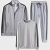 Men's Three-Piece Casual Sports Suit: Spring/Autumn Running Jacket with Three-Stripe Design