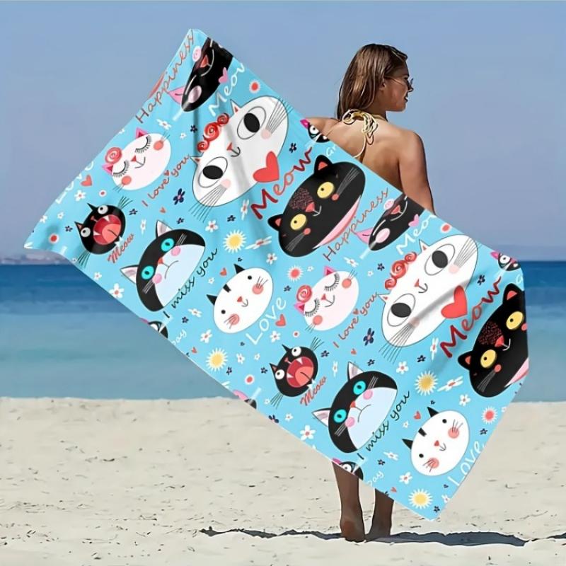 

1pc Kitten Pattern Beach Towel, Suitable for Seaside Beach, Swimming Pool Camping Travel, Yoga Fitness Multipurpose Beach Towel W40*H60(CM)