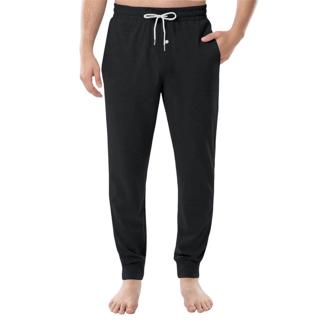 Men's Drawstring Pocket Cuffed Casual Pants Home Sleep Pants