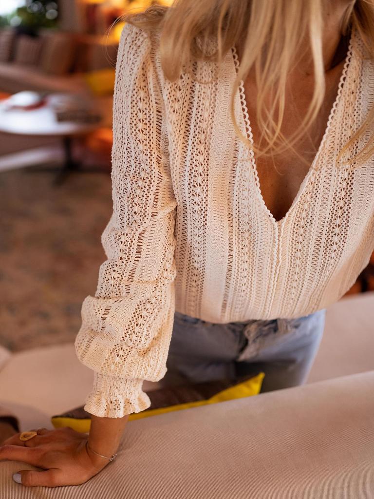Women's V-Neck Solid Color Long-Sleeve Shirt - 2025 Collection