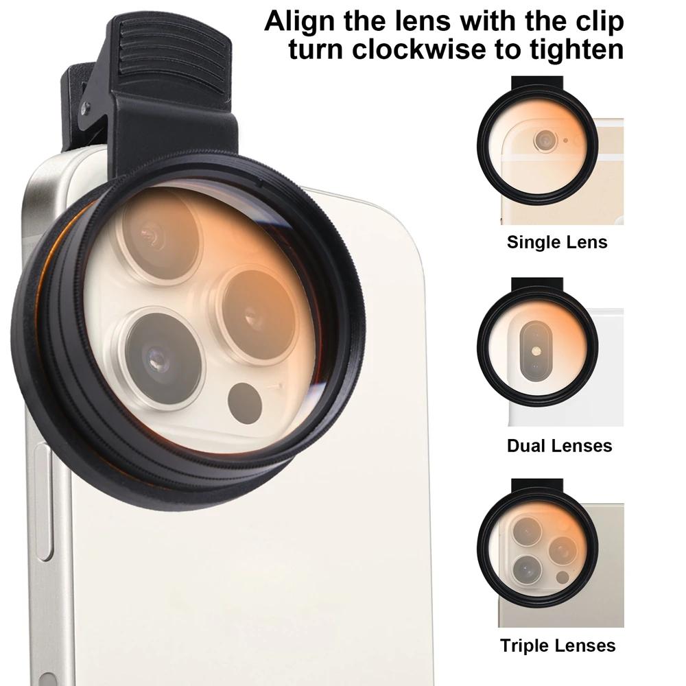 Soczewki do akwarium koralowego 52mm Filtr do akwarium słonowodnego Rafy koralowe Filtry do aparatu iPhone'a Makro Akwarium wodne