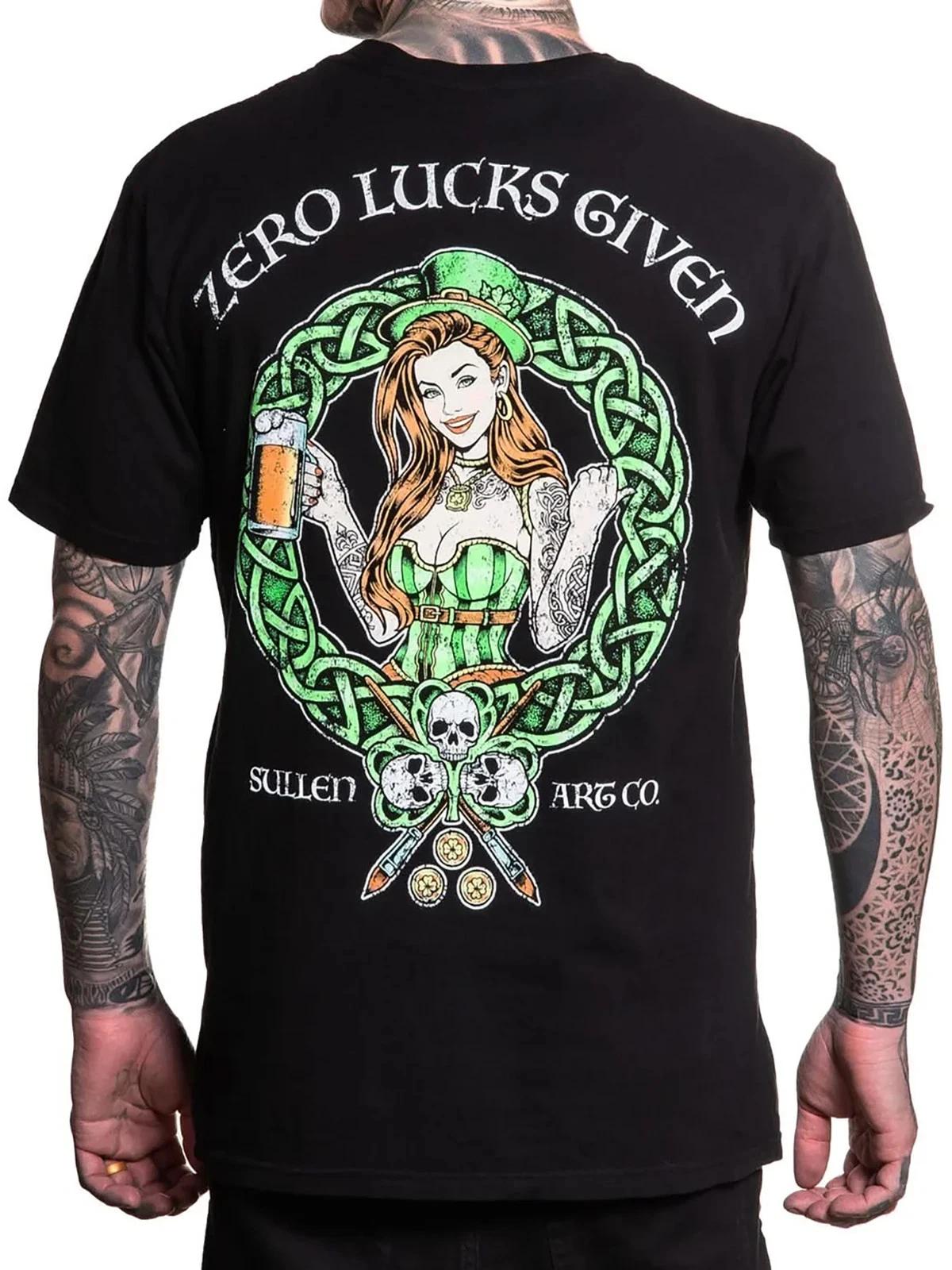 Sullen Men s Zero Lucks Given Short Sleeve Premium T-shirt Tattoo Graphic Tee 3XL