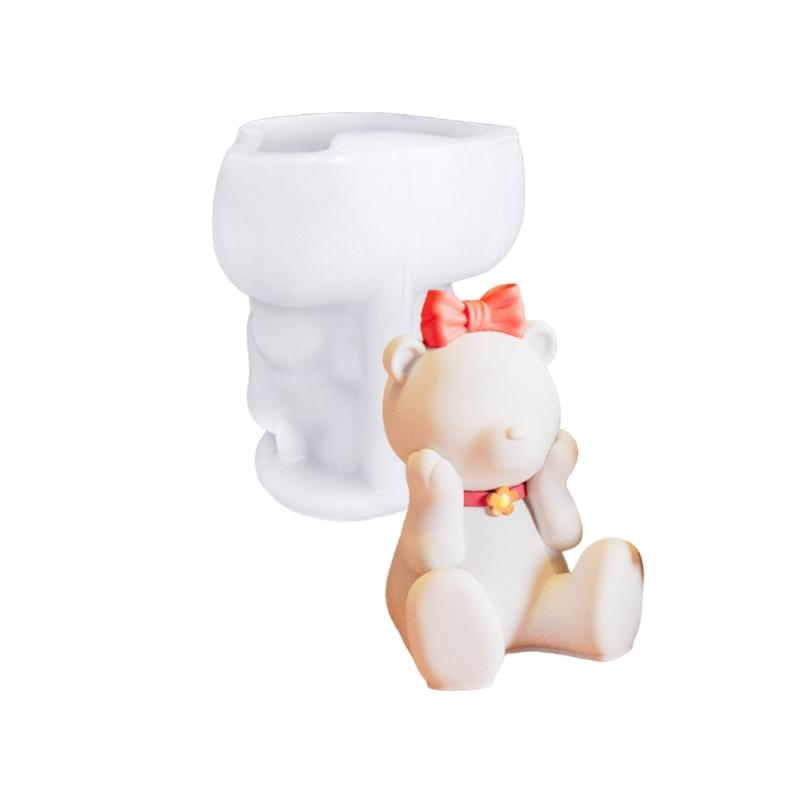 Multipurpose Adorable 3D Bear Sturdy Silicone Mold Portable for Resin Craft and Gypsum Figurines Home Decoration