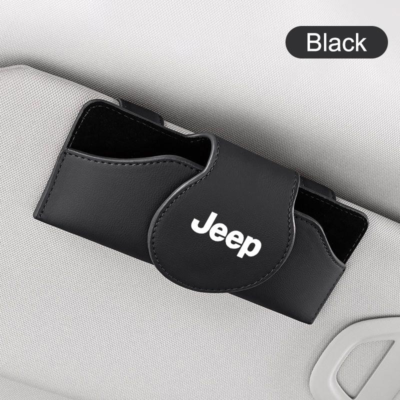 Cup Holders Leather Car Glasses Case Sunglasses Storage Box Clip For Jeep Renegade Wrangler JL JK Gladiator Grand Cherokee Compa