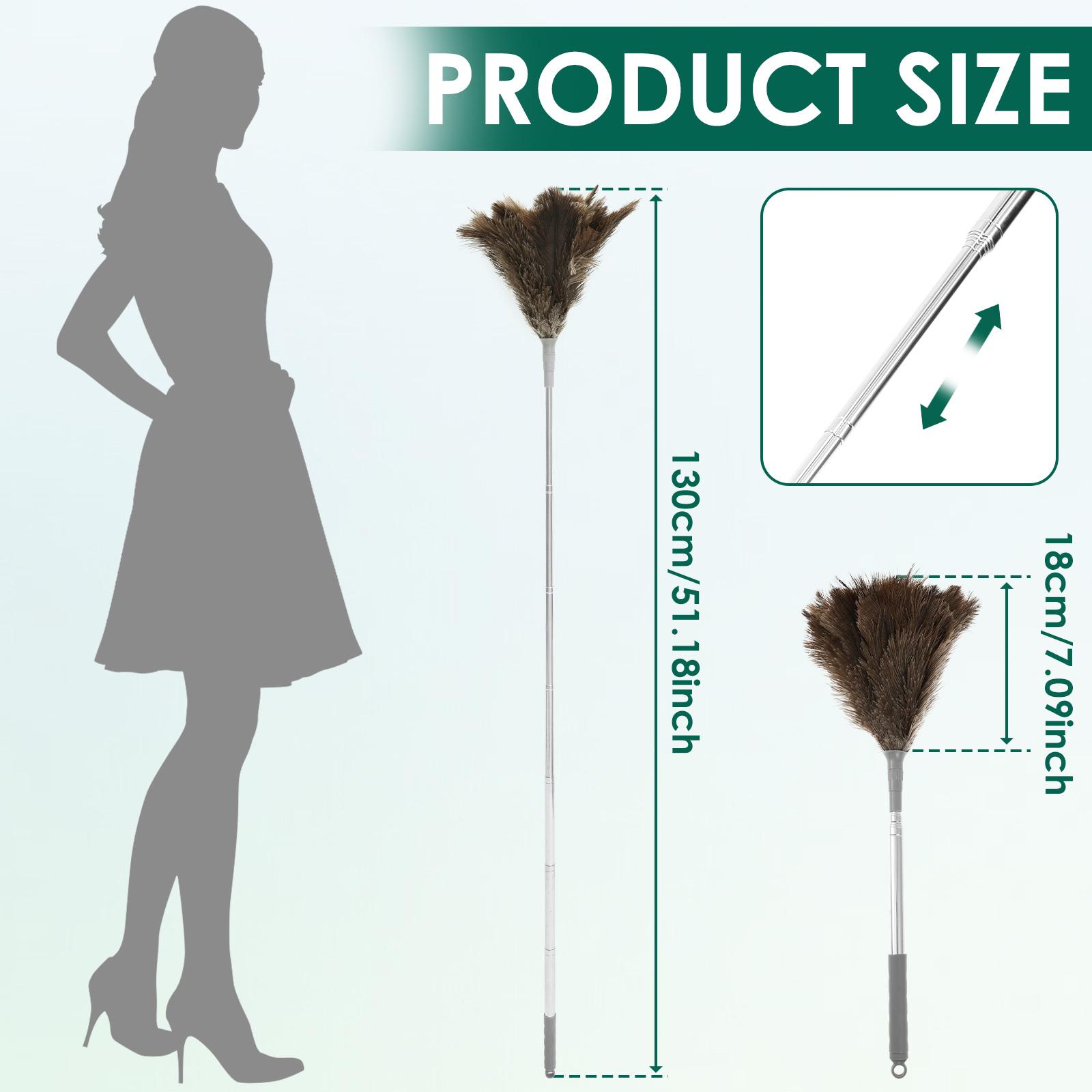 

1.3/1.9M Ostrich Feather Duster Telescopic Furniturer Dust Cleaning Tools With Stainless Steel Long Handle Feather Dusting Tool
