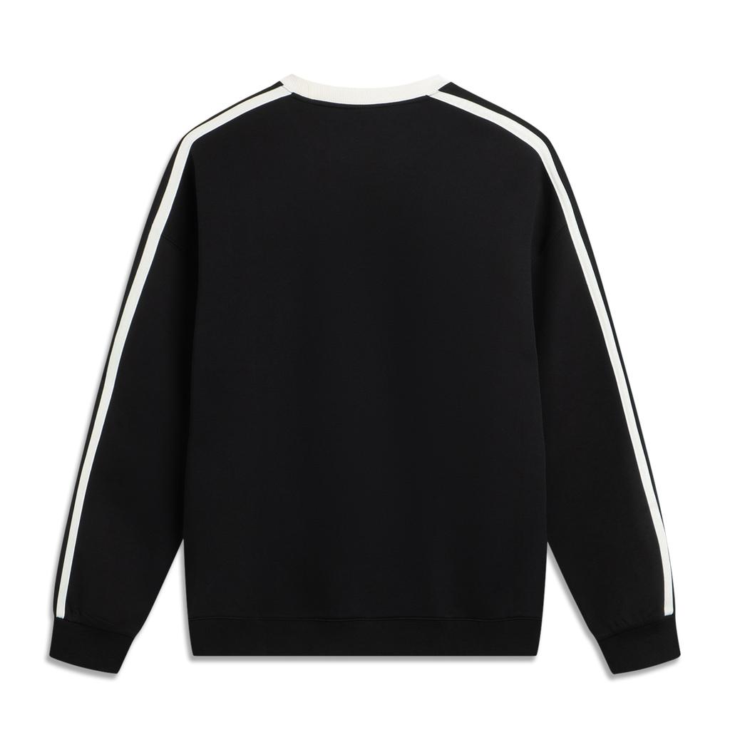 Li-Ning Sports Lifestyle Series Round Neck Retro Color Block Letter Stripe Versatile Loose Sweatshirt Unisex Sweatshirt Black AWDVF87-2