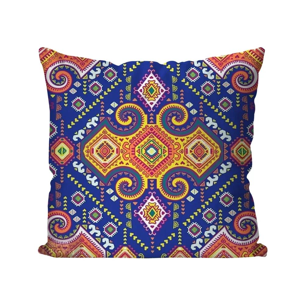 1 Stück Böhmische Blumenmuster Kissenbezug Quadratisches Kissen Schlafzimmer Sofa Freizeit Komfort Kissen Auto Wohnzimmer Heimdekoration 40X40