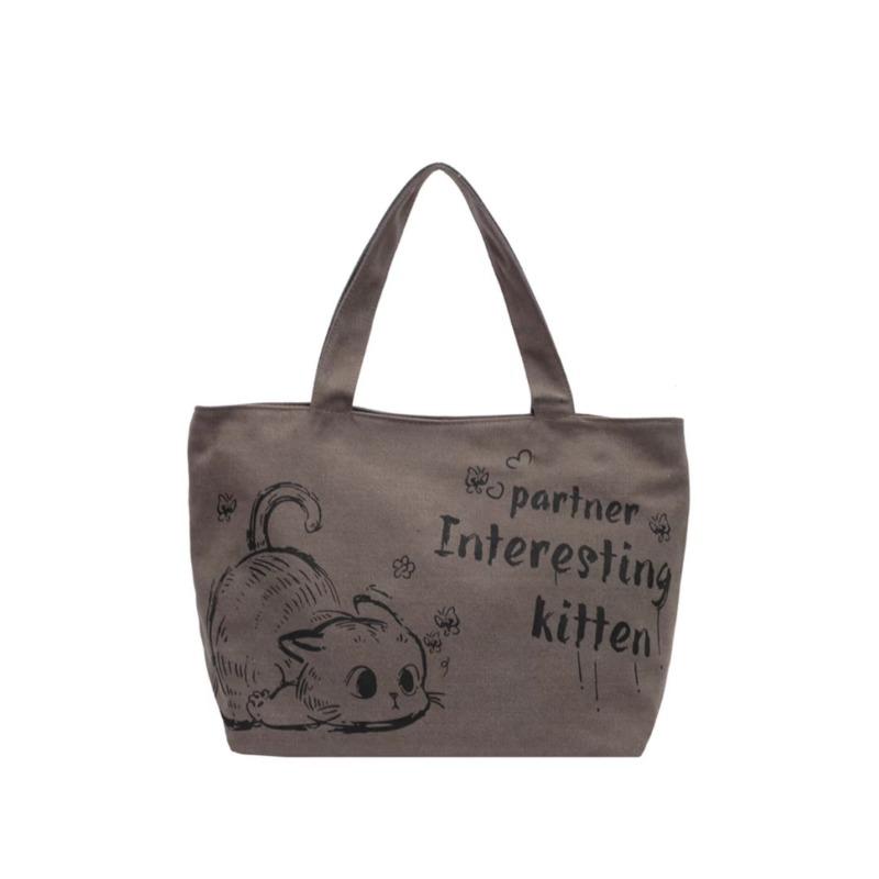 Canvas-Tragetasche für Damen mit Cartoon-Druck und großer Kapazität