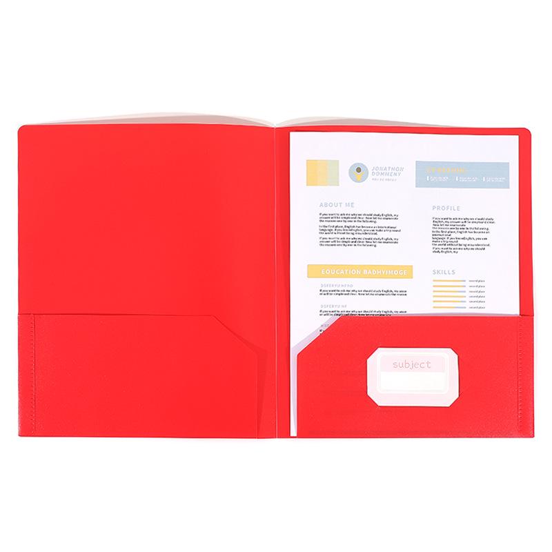 Solid Color A4 Double-Sided Pocket Document Binder, Thickened PP Plastic Storage Folder