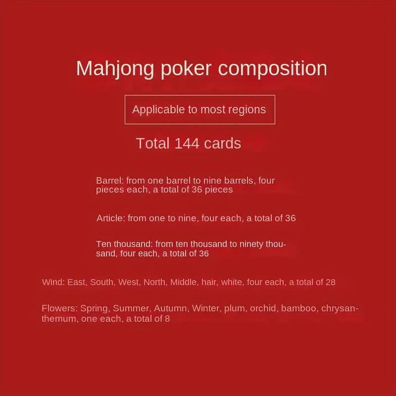 Pudełko 144 kart do Mahjonga i 50 sztuk zestaw rekwizytów do gry, mini papierowe płytki do Mahjonga, przenośny domowy cichy papierowy zestaw do Mahjonga