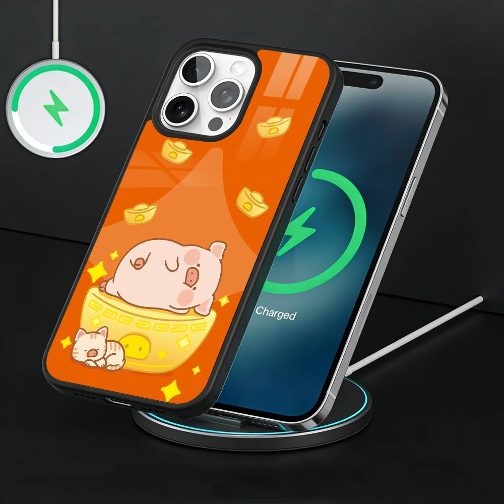 Cartoon LuLu Pig Phone Case For iPhone17,16,15,14,13 Plus,Pro Max Magnetic For Magsafe Wireless Charging
