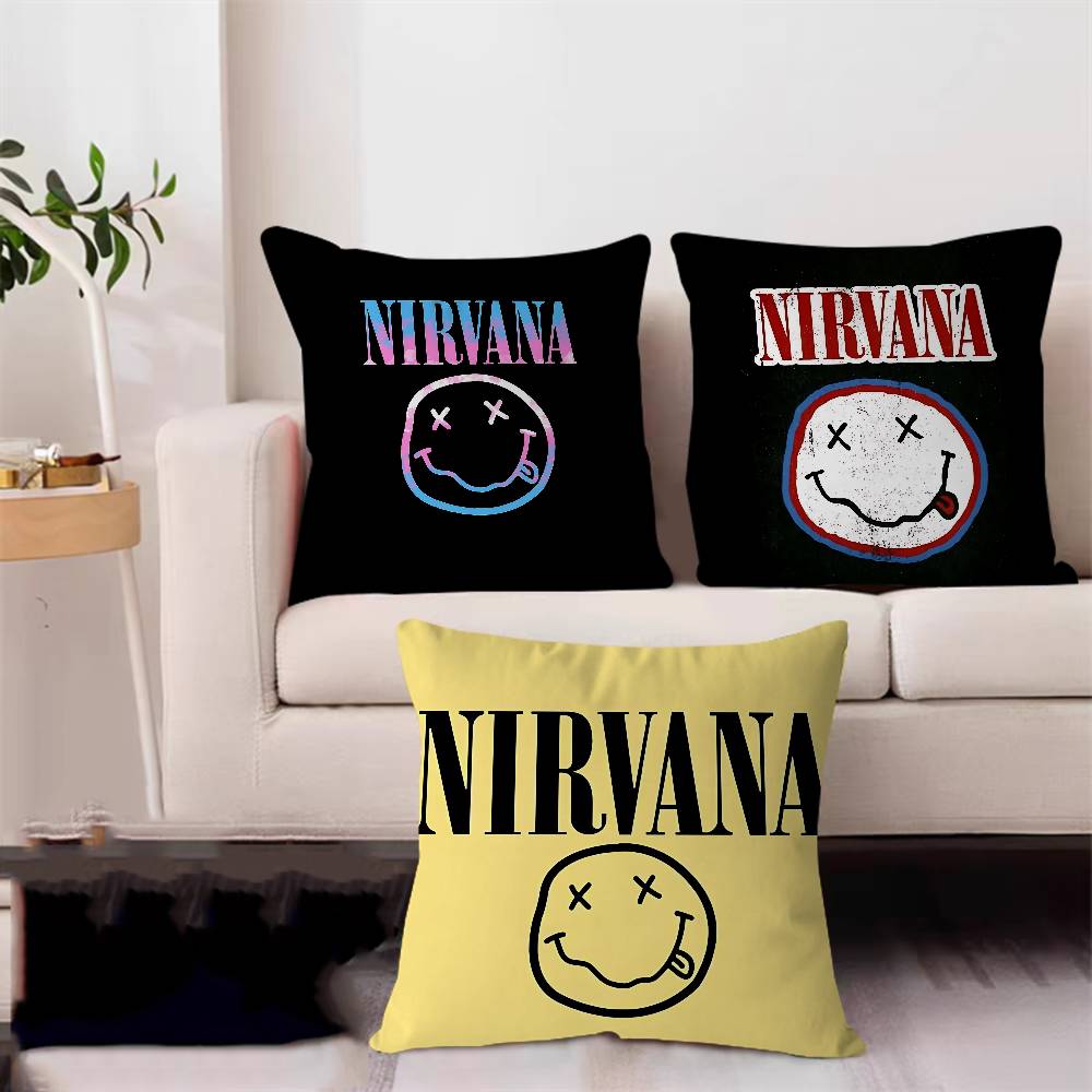 N-NirvanaS Logo Cushion Cover Inches Farmhouse Decor Home Throw Pillow Covers For Couch Decorations