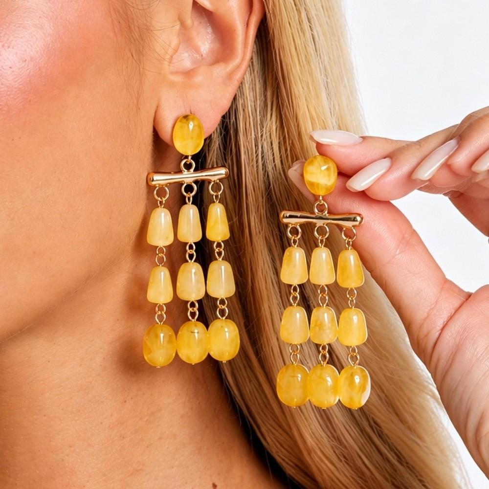 Multi-Layer Bead Bead Dangle Earrings Resin Geometric Earrings Vintage Statement Earrings Banquet