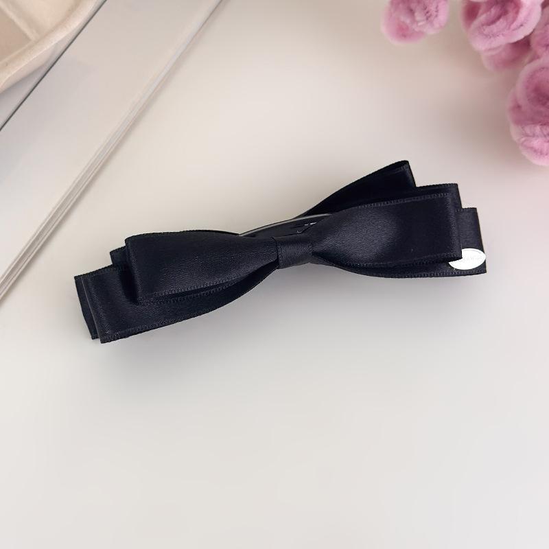 French Satin Bow Banana Clip Gentle Solid Color Vertical Clip Half Tie Hair Clip Simple Commuter Girl Hair Accessories