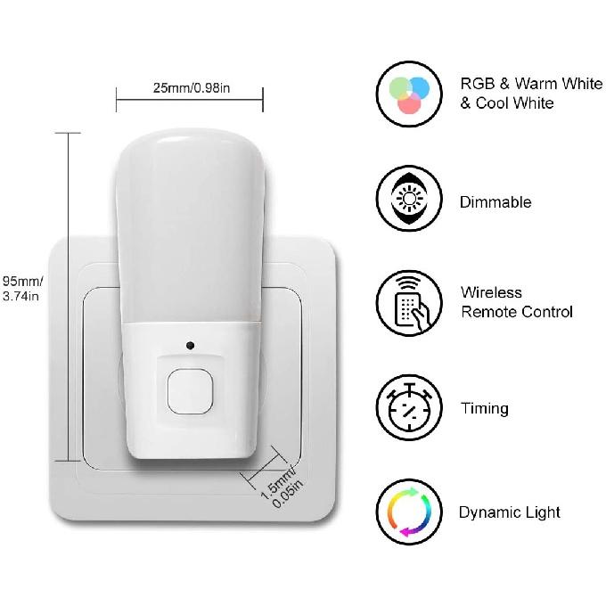 Small Cool Cute Custom Logo Rgb Eu Us Uk Plug-In Wall Led Night Light With Remote For Children Kids Baby